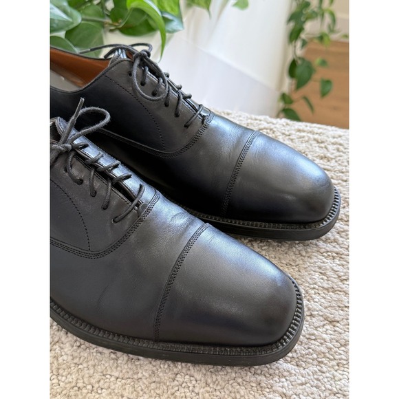 Santoni Cap Toe Oxford Men 9.5 Black Leather Dress Shoes Made in Italy LUXURY main image 7